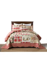 MarCielo 3 Piece Christmas Quilt Bedspread Set Rustic Cabin Lodge Quilt B010