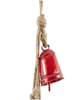 Rosemary Lane Metal Handmade Tibetan Inspired Decorative Cow Bell with Jute Hanging Rope, 4" x 3" x 29"