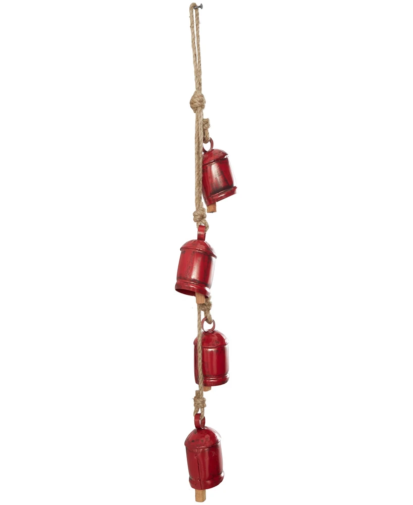 Rosemary Lane Metal Tibetan Inspired Decorative Cow Bell with Jute Hanging Rope