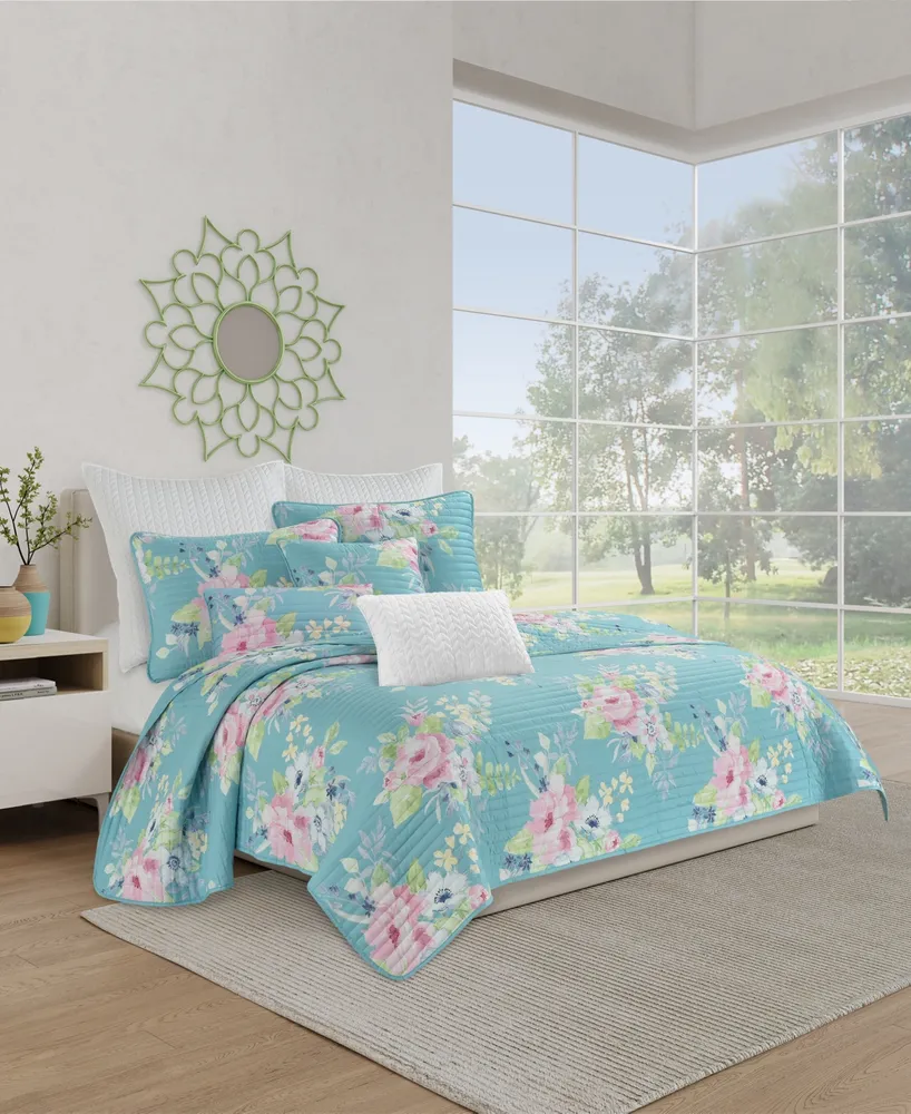 J by J Queen Esme Floral -Pc Quilt Set