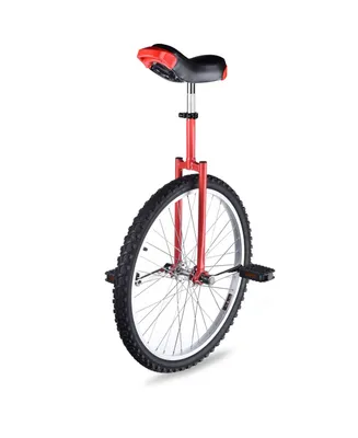 Yescom 24 In Wheel Outdoor Unicycle Adjustable Seat Anti-Skid Pedal Circus Bike for Adults Teenagers Kids, Red