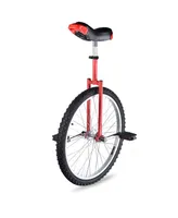 Yescom 24 In Wheel Outdoor Unicycle Adjustable Seat Anti-Skid Pedal Circus Bike for Adults Teenagers Kids, Red