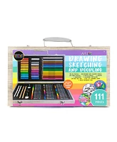 Art 101 Drawing, Sketching Doodle Wood Art Set, 111 Pieces