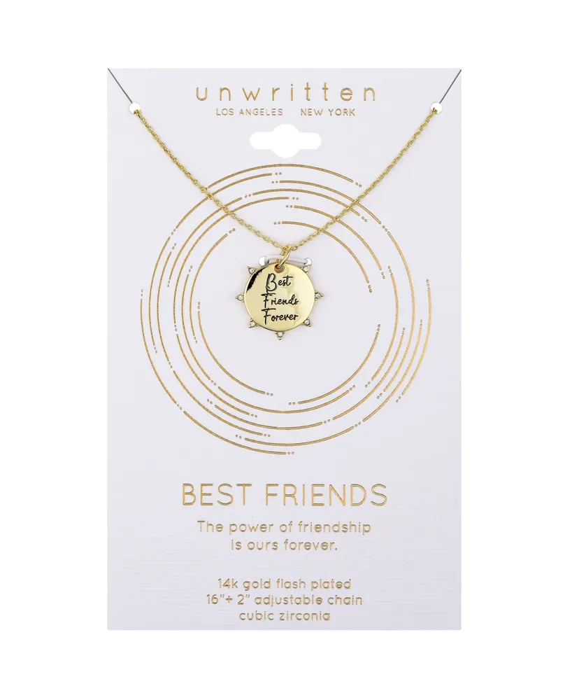 Unwritten 14K Gold Plated and Crystal Best Friends Forever Pendant Necklace