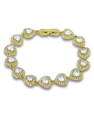 Macy's Cubic Zirconia Heart Halo Link Bracelet