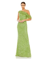 Women's Sequined Drop Shoulder Trumpet Gown