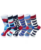 Alpine Swiss 6 Pack Mens Cotton Dress Socks Mid Calf Argyle Pattern Solids Set