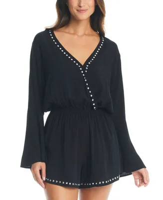 Bar Iii Women's Tell Me About It Stud Cover-Up Romper, Created for Macy's