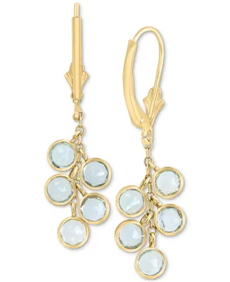 Effy Sky Blue Topaz Dangle Cluster Drop Earrings (3 ct. t.w.) in 14k Gold