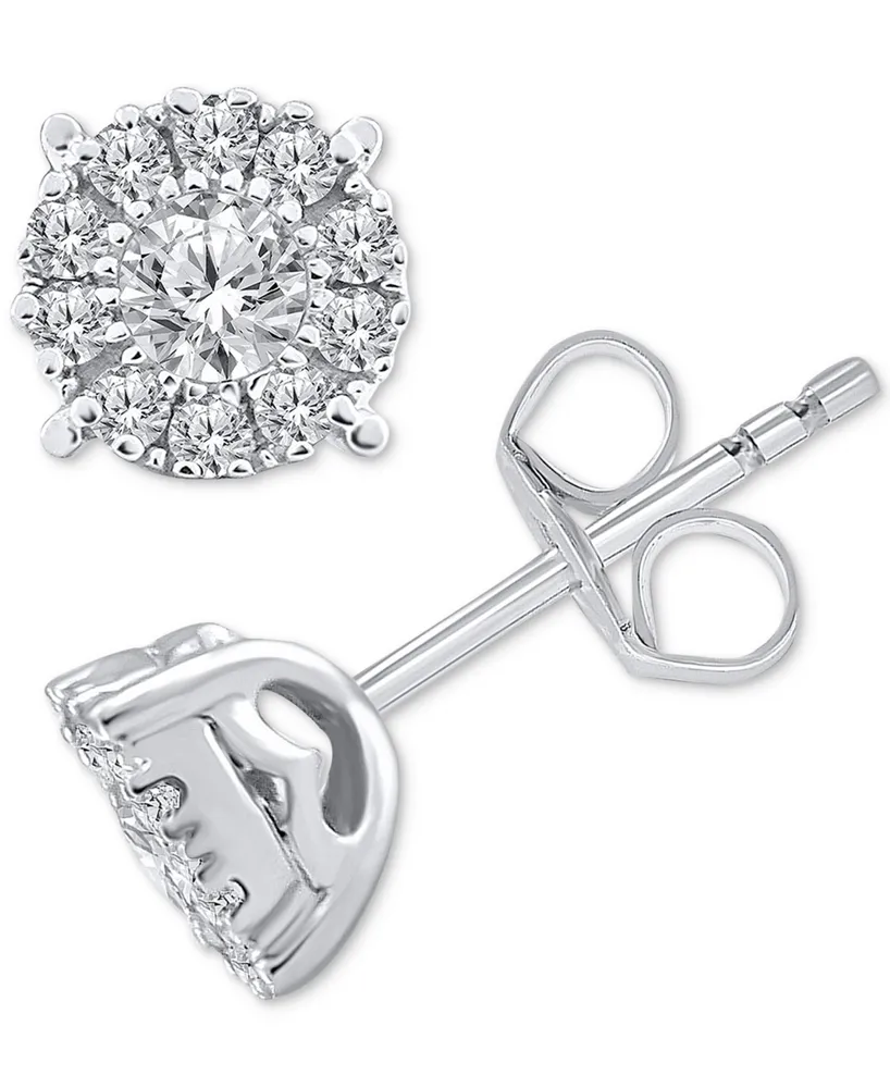 Diamond Halo Stud Earrings (1/4 ct. t.w.) in 10k White Gold