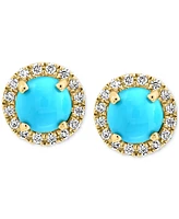 Effy Turquoise & Diamond (1/8 ct. t.w.) Halo Stud Earrings in 14k Gold