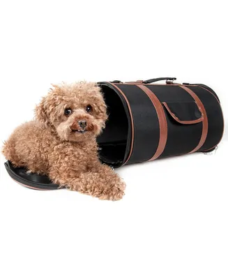 Pet Life Airline Approved Fashion Cylinder Posh Pet Carrier Black