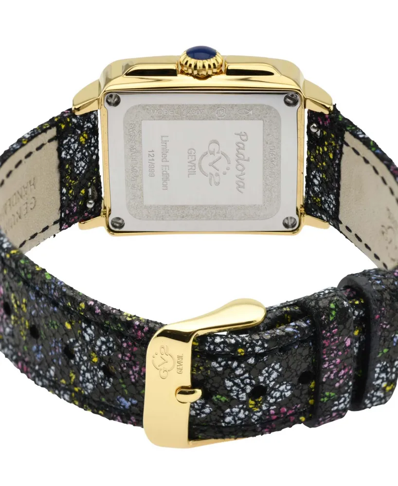 GV2 by Gevril Women's Swiss Quartz Padova Floral Leather Watch 30mm