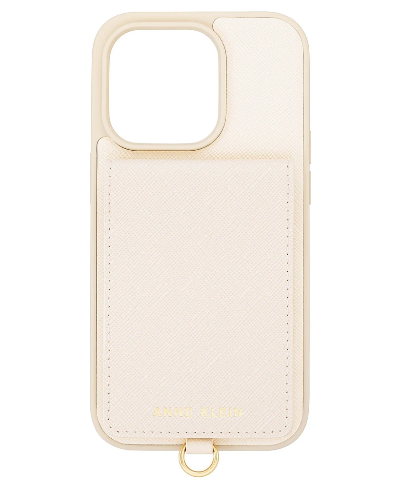 Anne Klein Women's Ivory Saffiano Leather iPhone 14 Pro Case