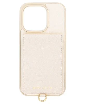 Anne Klein Women's Ivory Saffiano Leather iPhone 14 Pro Case