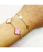 The Lovery Large Pastel Mixed Clover Bracelet 14K Gold