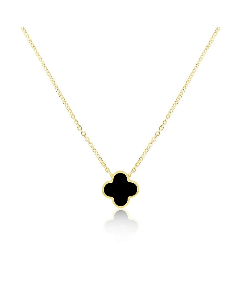 The Lovery Small Onyx Single Clover Necklace 14K Yellow Gold