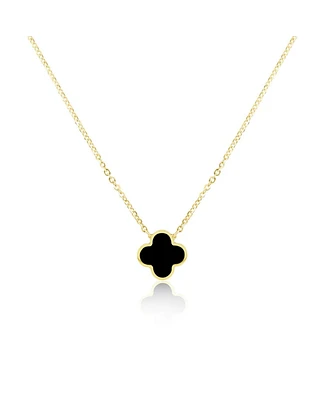 The Lovery Small Onyx Single Clover Necklace 14K Yellow Gold