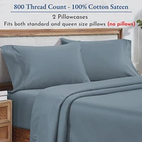 Luxury 800 Thread Count 2 Standard Pillowcases, 100% Cotton Sateen, Soft, Smooth & Thick, Fits Queen Pillows by California Design Den