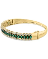 Effy Emerald (4-1/2 ct. t.w.), White Sapphire (1-1/3 ct. t.w.) & Diamond (1/6 ct. t.w.) Bangle Bracelet in 14k Gold