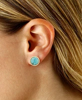 Turquoise Hammered-Frame Stud Earrings in 14k Gold