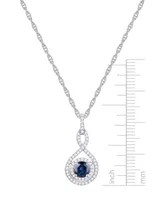 Sapphire (1/2 ct. t.w.) and Diamond (1/4 ct. t.w.) 18" Necklace in 14k White Gold (Also available in Ruby in 14k)