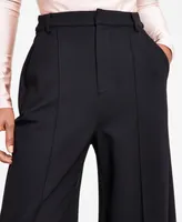 Bar Iii Women's High-Leg Wide-Leg Seamed Ponte Pants, Created for Macy's