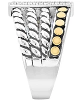 Effy Diamond Rectangular Cluster Multirow Ring (1/8 ct. t.w.) in Sterling Silver & 18k Gold-Plate