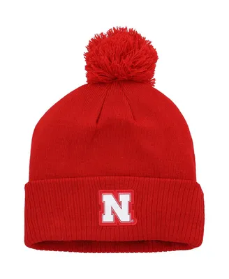 Men's adidas Scarlet Nebraska Huskers 2023 Sideline Cold.rdy Cuffed Knit Hat with Pom
