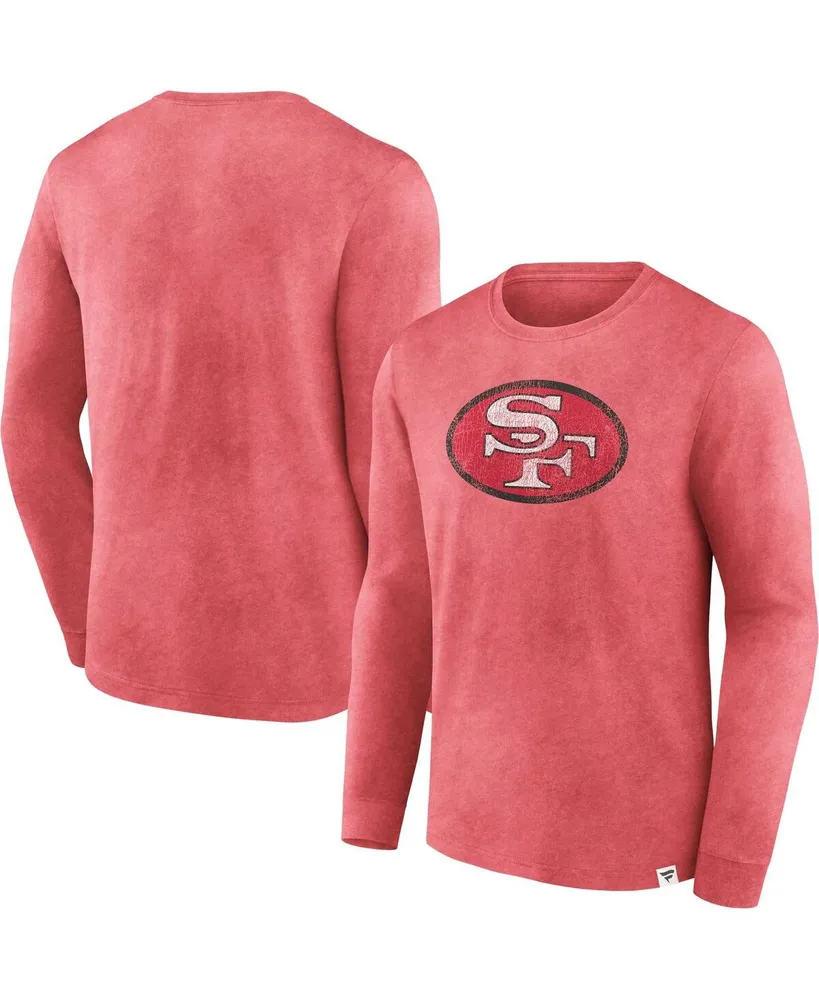 Men's Fanatics Scarlet Distressed San Francisco 49ers Washed Primary Long Sleeve T-shirt