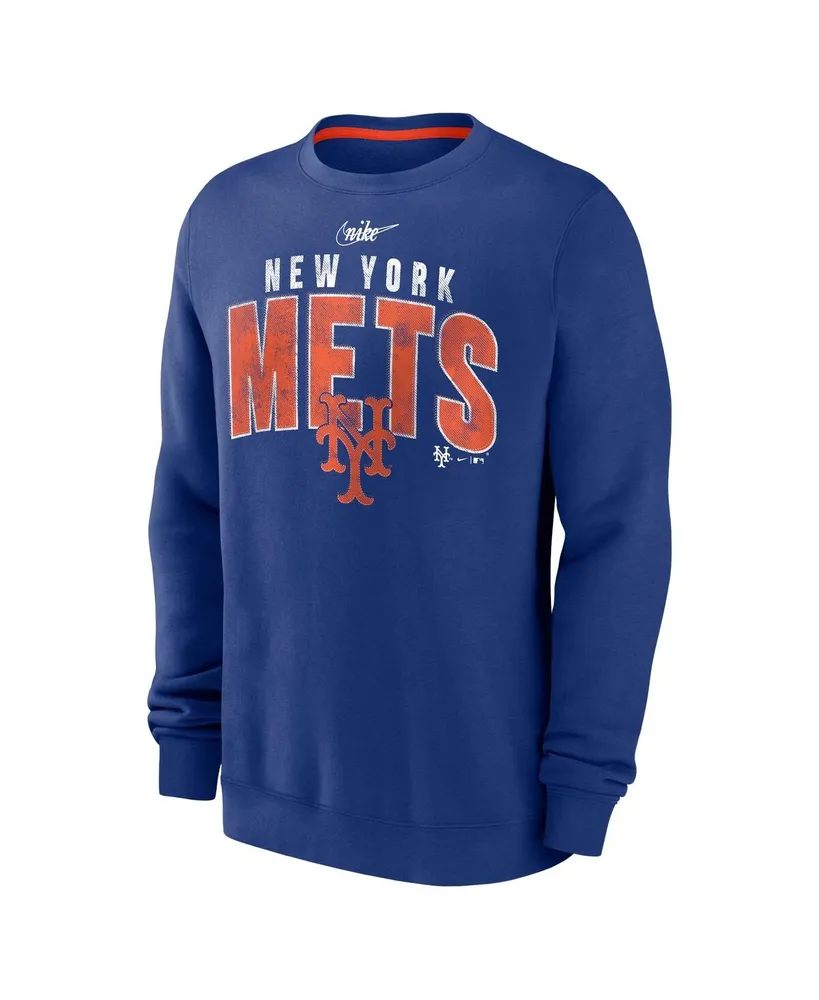 Men's Nike Royal Distressed New York Mets Cooperstown Collection Team Shout Out Pullover Sweatshirt