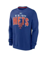 Men's Nike Royal Distressed New York Mets Cooperstown Collection Team Shout Out Pullover Sweatshirt