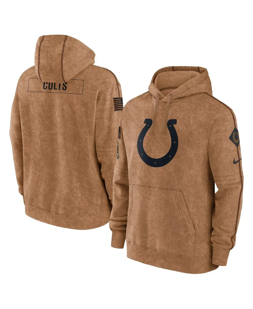 Men's Nike Brown Distressed Indianapolis Colts 2023 Salute To Service Club Pullover Hoodie