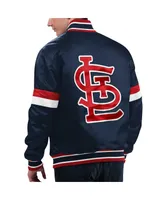 Men's Starter Navy Distressed St. Louis Cardinals Home Game Satin Full-Snap Varsity Jacket