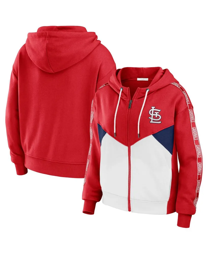 Women's Wear by Erin Andrews Red, White St. Louis Cardinals Color Block Full-Zip Hoodie