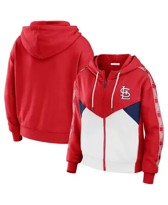 Women's Wear by Erin Andrews Red, White St. Louis Cardinals Color Block Full-Zip Hoodie