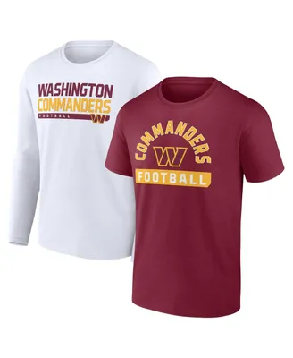 Men's Fanatics Burgundy, White Washington Commanders Two-Pack 2023 Schedule T-shirt Combo Set