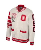 Men's and Women's The Wild Collective Cream Ohio State Buckeyes Jacquard Full-Zip Sweater