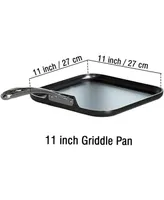 Cooks Standard Nonstick Square Griddle Pan 11 x 11-Inch, Hard Anodized Cookware Griddle Pan, Black