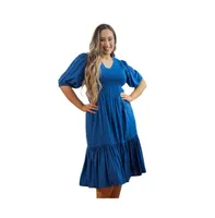 Dani Marie Women's Women s Blouse Sleeve Smocked Mia Midi Dress