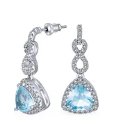 Bling Jewelry Statement Infinity 5 Ct Cz Blue Aqua Halo Teardrop Dangle Chandelier Earrings For Women smaid