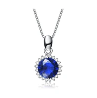 Sterling Silver White Gold Plated Clear Cubic Zirconia Stud Necklace