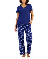 Charter Club Women's Printed Drawstring Pajama Pants, Created for Macy's