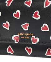 kate spade new york Morgan Stencil Hearts Embossed Printed Saffiano Leather Flap Chain Wallet