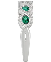 Emerald (5/8 ct. t.w.) & Diamond (1/4 Infinity Ring 14k White Gold (Also Ruby Sapphire)