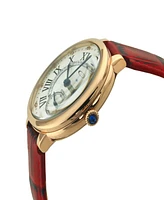 GV2 by Gevril Women's Rome Red Leather Watch 36mm