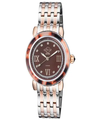 GV2 by Gevril Women's Marsala Tortoise Two-Tone Stainless Steel Watch 36mm - Two