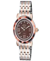 GV2 by Gevril Women's Marsala Tortoise Two-Tone Stainless Steel Watch 36mm - Two