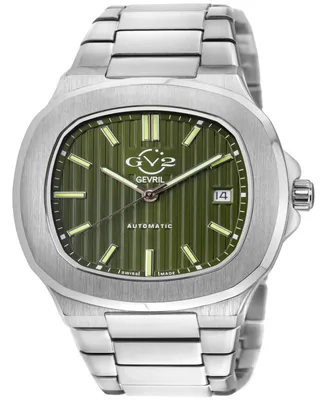 GV2 by Gevril Men's Potente Silver-Tone Stainless Steel Watch 40mm