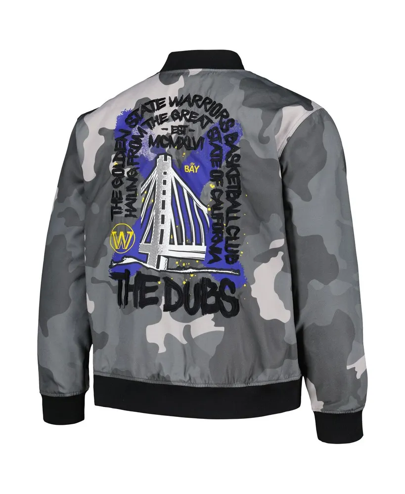 Men's and Women's The Wild Collective Gray Golden State Warriors 2023/24 City Edition Camo Bomber Full-Zip Jacket